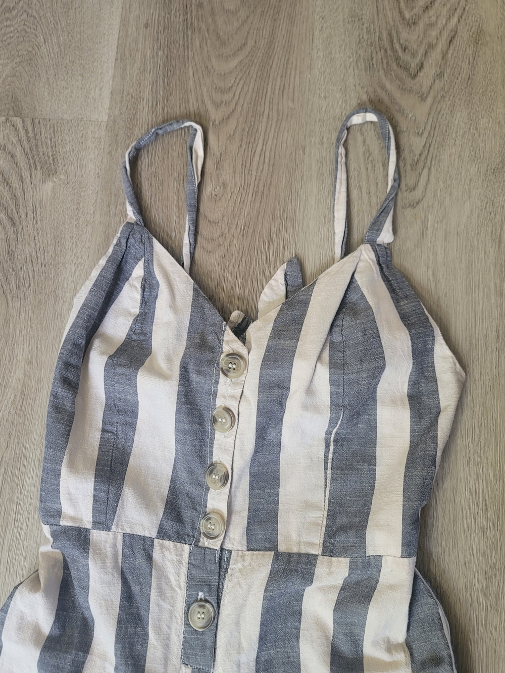 Japna Striped Wide Leg Jumpsuit Womens S Tie Front Smocked Back Coastal Beach - Picture 3 of 15